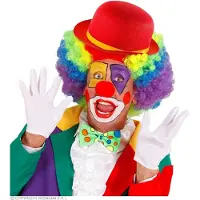 Widmann - Clown & Nar Kostuum - Bolhoed Rood Met Geel Lintje - Rood - Carnavalskleding - Verkleedkleding