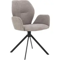 Goossens Eetkamerstoel Hera lichtgrijs stof met draaifunctie met armleuning, modern design