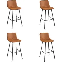 Bronx71 Industriële barkruk Mikky cognac leer 68 - 79 cm - Barkrukken set van 4 - barstoel