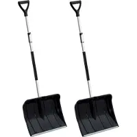 Prosperplast Sneeuwschep - 2x stuks - uitschuifbare steel - zwart - kunststof - 120 tot 160 cm