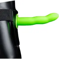 Ouch! Ouch - Holle Strap-on dildo licht gebogen 20 cm - Glow in the Dark