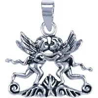 MOOYE ® - Collectie Zilveren Cupido's kussend ketting hanger