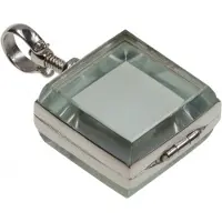 MOOYE ® - Collectie Zilveren Foto medaillon in glas vierkant ketting hanger - 2 foto's