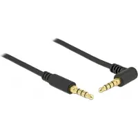 DeLOCK 3,5mm Jack 4-polig audio/video slim kabel met extra ruimte AWG24 - haaks / zwart - 0,50 meter