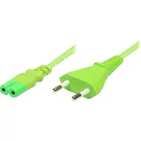 DINIC Stroomkabel met rechte C7 plug en rechte stekker - 2x 0,75mm / groen - 1,8 meter