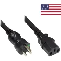DINIC C13 (recht) - Type B / Amerika (recht) medische stroomkabel - SVT AWG18/3 / zwart - 1,8 meter