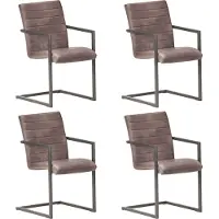 vidaXL Eetkamerstoelen 4 st echt leer bruin