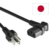 DINIC C13 (haaks/links) - Type B / Japan (recht) stroomkabel - VCTF 3x 0,75mm / zwart - 1,8 meter