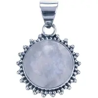 MOOYE ® - Collectie Zilveren Maansteen rond met kartelrand ketting hanger