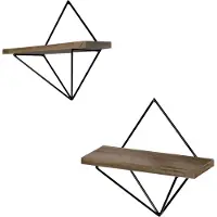 Norda Design Set van 2 wandplanken Nuri | hout bruin 30x14x2 cm wandplanken en -haken | NADUVI