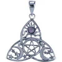 MOOYE ® - Collectie Zilveren Pentagram in triquita met amethyst ketting hanger