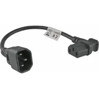 DINIC C13 (haaks/links) - C14 stroomkabel voor UPS/PDU - 3x 0,75mm / zwart - 0,30 meter