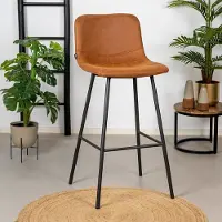 Bronx Industriële barkruk Mikky cognac eco-leer 65-78 cm