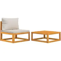 vidaXL 2-delige Loungeset met kussens massief acaciahout
