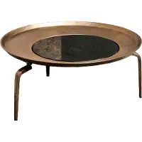 Benoa Bakersfield Antique Brass & Marble Coffee Table 97 cm (Multicolour, 97x97x45cm)