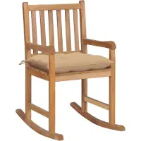 vidaXL Schommelstoel met beige kussen massief teakhout