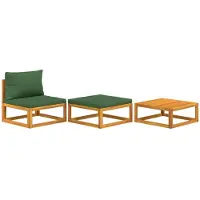 vidaXL 3-delige Loungeset met kussens massief acaciahout