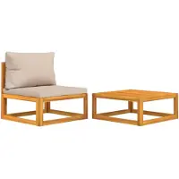 vidaXL 2-delige Loungeset met kussens massief acaciahout