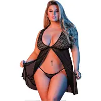 Erotic Treasure Magic Silk- Fly Away Baby Doll & G-String Set - Black