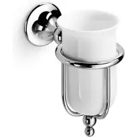 Linea Beta beker+houder VENESSIA compleet chroom + wit keramiek