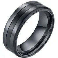 LGT JWLS Zwarte stalen heren ring Mat Glans 8mm-21.5mm
