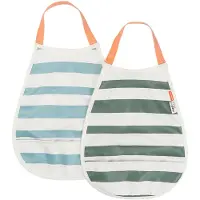 Done by Deer - Pull-over bib 2-pack - Stripes Blue/Green - 35 x 26,5 cm