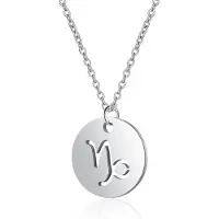 LGT JWLS Sterrenbeeld Steenbok Dames Ketting Zilverkleurig Ronde Hanger
