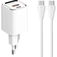 LDNIO Wall charger A2317C USB, USB-C 30W + USB-C - USB-C Cable