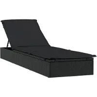 vidaXL Ligbed met kussen 1 st 201x55x62 cm poly rattan zwart