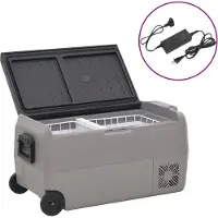 vidaXL Koelbox met wielen en handvat 50 L polypropeen zwart en grijs