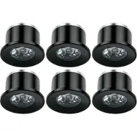Velvalux LED Veranda Spot Verlichting 6 Pack - - 1W - Warm Wit 3000K - Inbouw - Dimbaar - Rond - Mat Zwart - Aluminium - Ø31mm