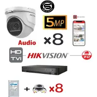 Hikvision Kit 5 MP AUDIO DVR 8 CH HD - 8x Turret Camera 5MP - 2TB HDD