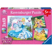 Ravensburger Disney Princess Belle, Assepoester, Rapunzel- Drie puzzels van 49 stukjes - kinderpuzzel