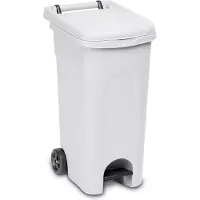 Stefanplast Container 'Urban' - 80 liter - Kliko - Pedaalemmer - Rolcontainer - Met wielen - Wit
