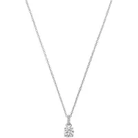 Lucardi Dames Zilveren ketting met hanger rond zirkonia - Ketting - 925 Zilver - Zilverkleurig - 45 cm