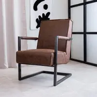 Dimehouse Industriële fauteuil bruin eco-leer Tiger - Leer - Industrieel