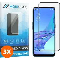 Mobigear Screenprotector geschikt voor OPPO A53 Glazen | Premium Screenprotector - Case Friendly - Zwart (3-Pack)