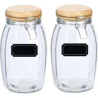 Zeller Weckpotten/inmaakpotten - 4x - 1.85L - glas - met beugelsluiting - incl. etiketten