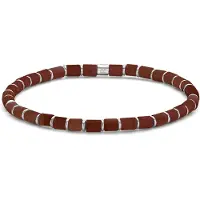 Frank 1967 7FB-0699 Kralen Armband 4mm - Jaspis - Staal - Rekbaar - 19cm - Rood
