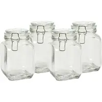 Vivalto Voorraadpot/bewaarpot - 4x - Caja - 1.2L - glas - beugelsluiting - D11 x H17 cm