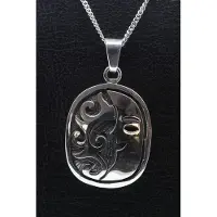 MOOYE ® - Collectie Zilveren Indiaan Zon en maan ovaal hopi style ketting hanger