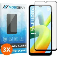 Mobigear Screenprotector geschikt voor Xiaomi Redmi A1 4G Glazen | Premium Screenprotector - Case Friendly - Zwart (3-Pack)