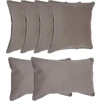 Atmosphera Bank/sierkussens Sophia - set 6x - Taupe/beige - polyester - met rits - In 2 formaten
