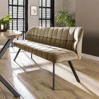 Dimehouse Eetkamerbank Lino Velvet Stof Champagne 180 cm Geblokt - Velvet - Design - 180 x 59 x 84 cm