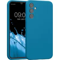 Kwmobile telefoonhoesje geschikt voor Samsung Galaxy A34 5G - TPU backcover met siliconen coating - Smartphone case in Caribisch blauw
