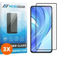 Mobigear Screenprotector geschikt voor Xiaomi Mi 11 Lite Glazen | Premium Screenprotector - Case Friendly - Zwart (3-Pack)