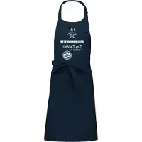 Kariban Cadeauschort - tekstschort - Keukenschort - BBQ schort - verjaardag - moederdag - het smaakt het lekkerst bij deze Buurvrouw - navy blauw