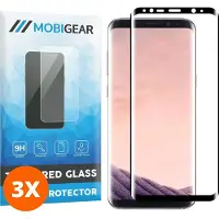 Mobigear Screenprotector geschikt voor Samsung Galaxy S8 Plus Glazen | Premium Screenprotector - Case Friendly - Zwart (3-Pack)