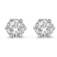New Bling 9NBG-0623 Witgouden Oorknopjes met Zirkonia - 3mm - 6 Pootjes Chatonzetting - 14 Karaat - Witgoud