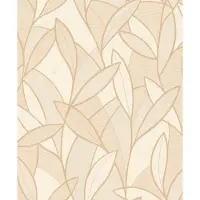 Allure - Moderne Bladeren - Behang - Vliesbehang - Wanddecoratie - Beige - 0,53 x 10,05 M.